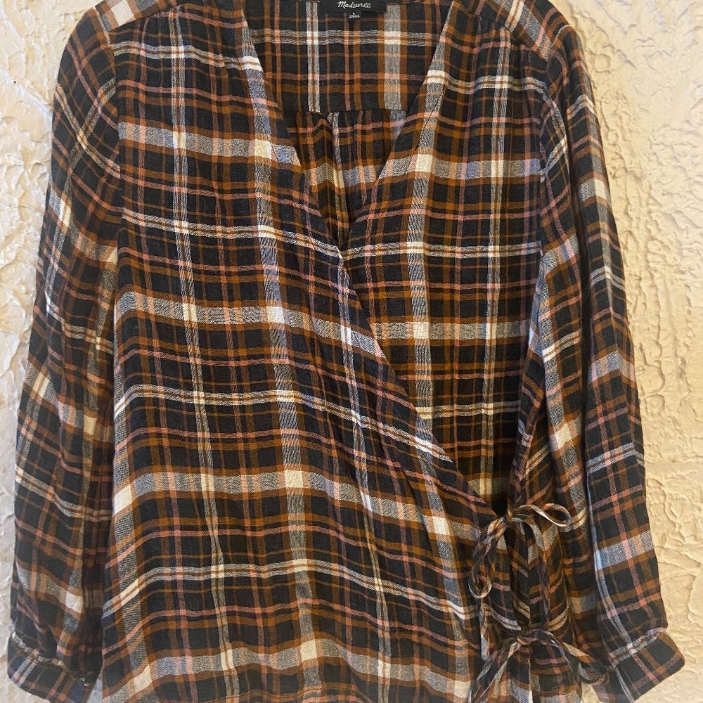 Madewell Plaid Wrap-top
